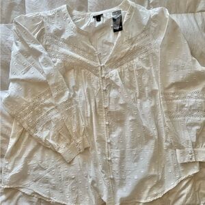 White Lace Detail Women's Top